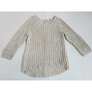 Ladies Knitted & Knotted Anthropologie Tan W/Sequin Crewneck Sweater Size Small